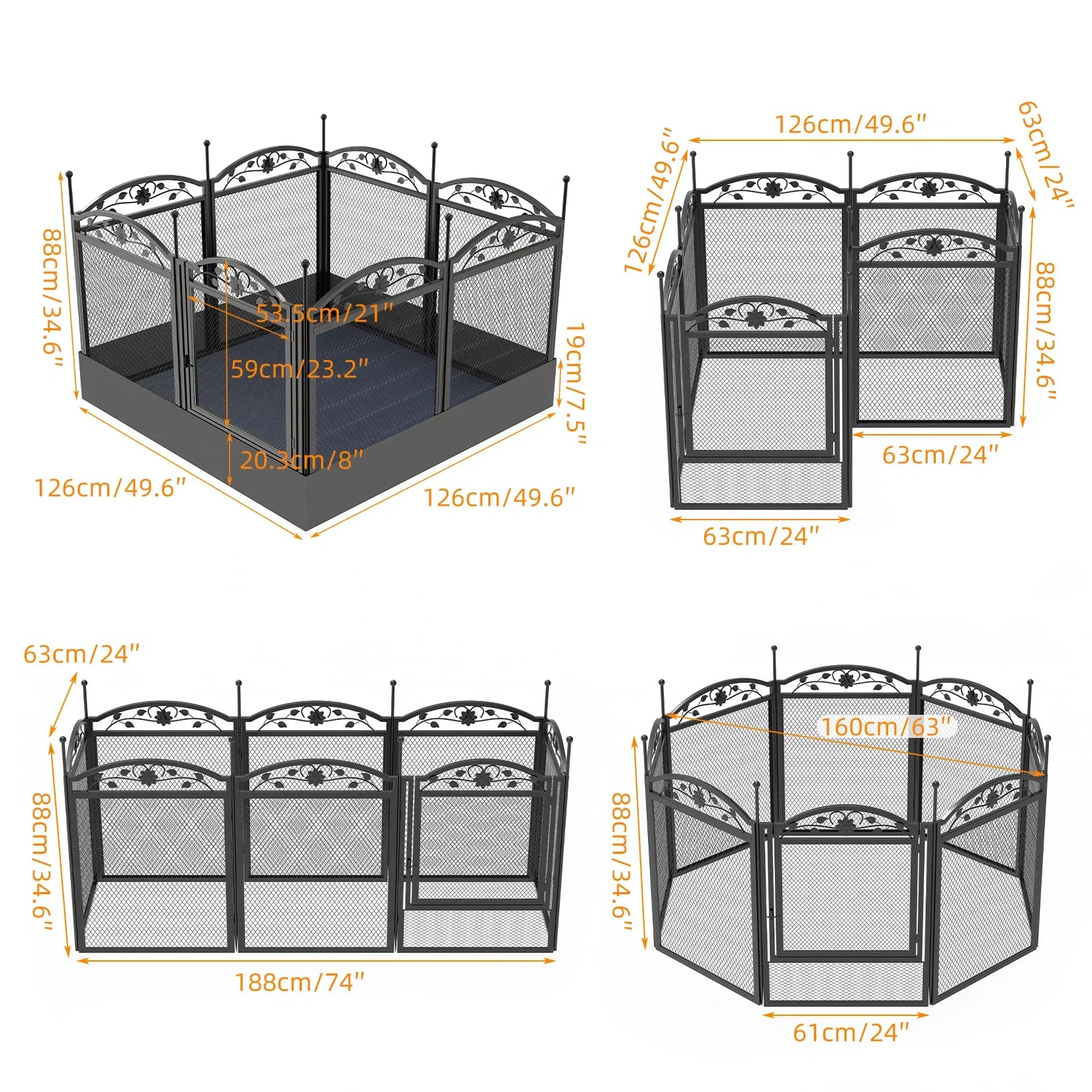 BINGOPAW 8-Panel Heavy Duty Dog Playpen Outdoor Indoor Metal Fence