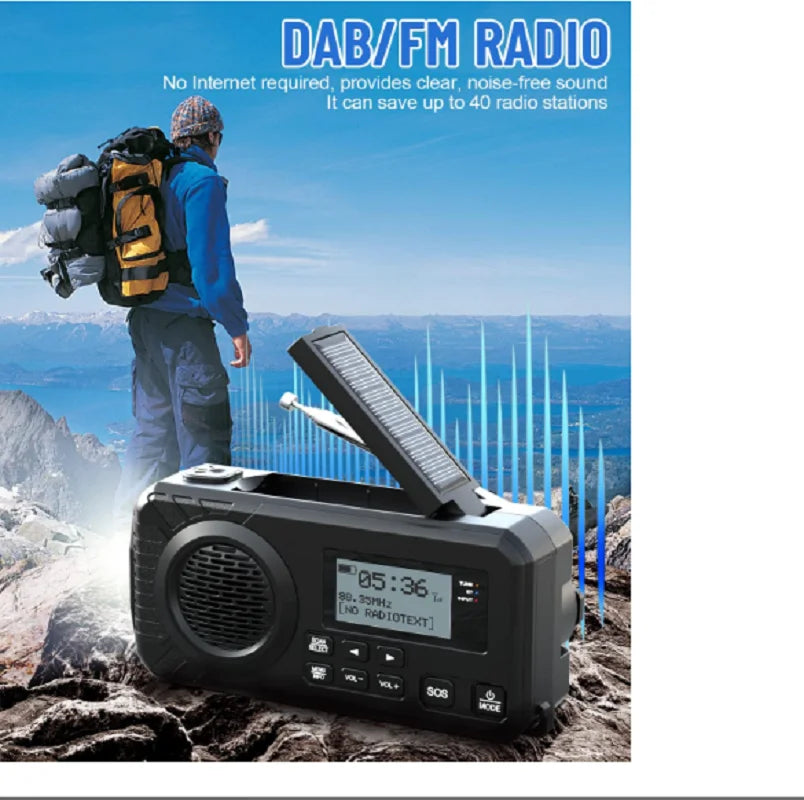 DAB+ Solar Hand Crank Emergency Radio Black