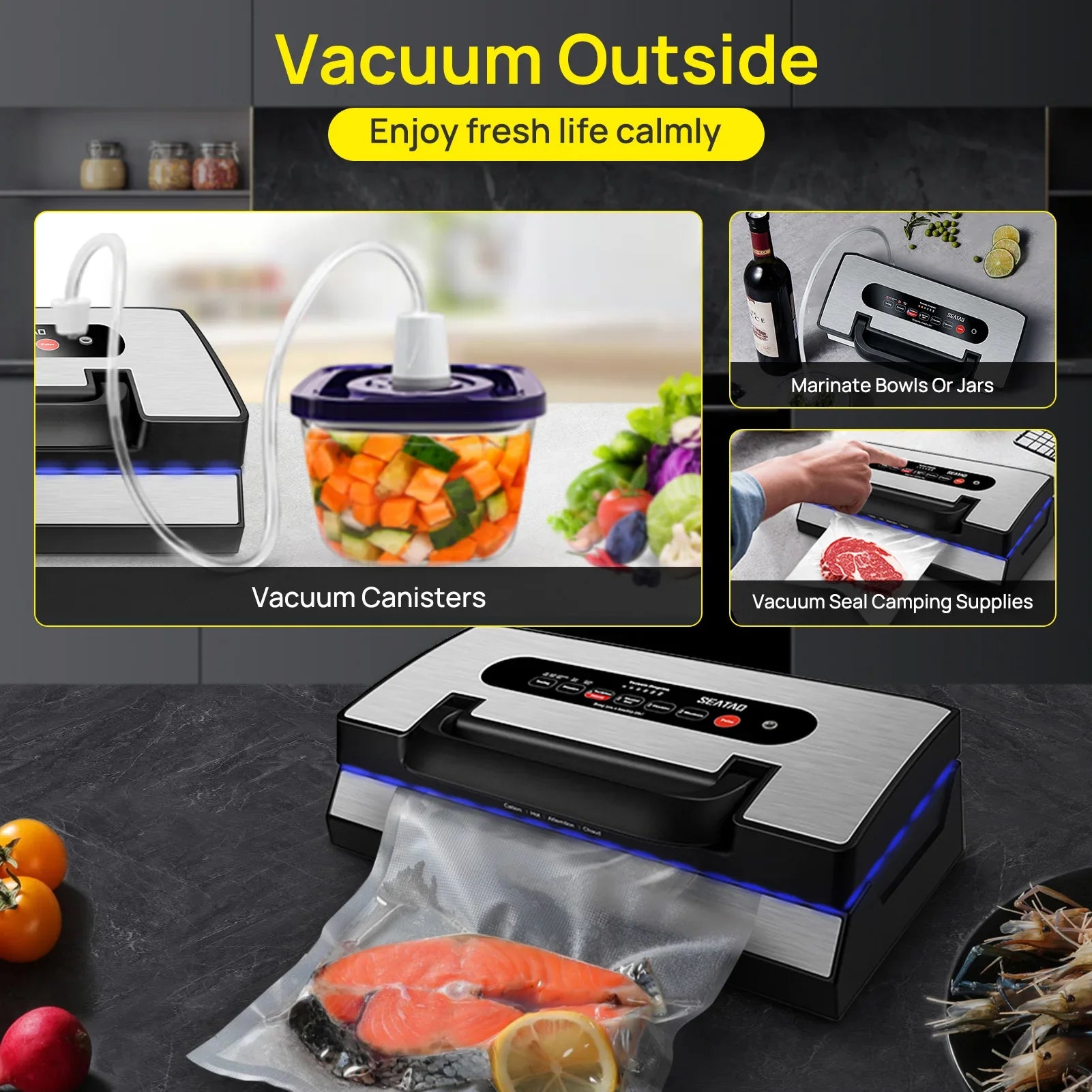 Seatao VH5188 Vacuum Sealer With Built-In Cutter And Storage
