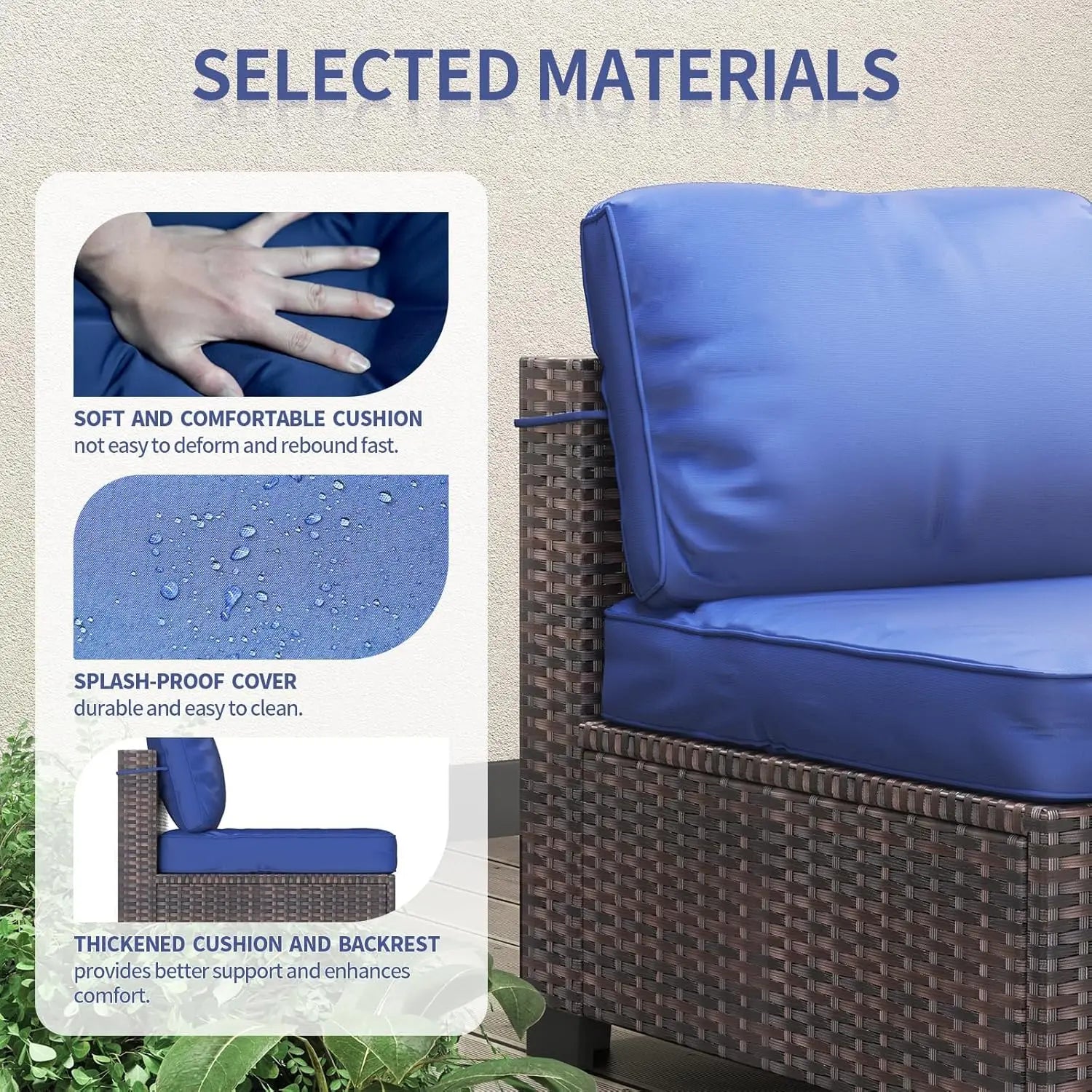 HobbyLane 7 Piece Modular Outdoor Furniture Set PE Rattan Wicker Garden