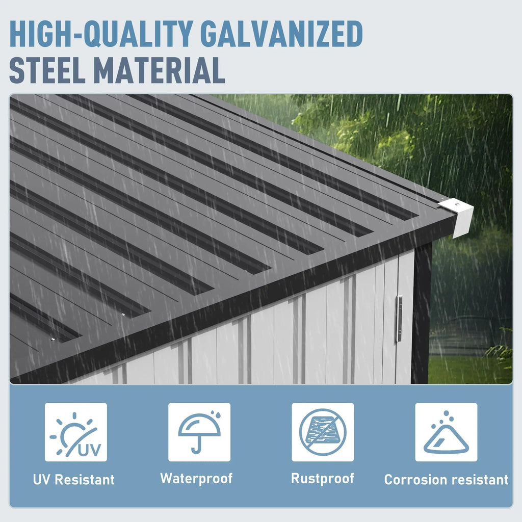 VIWAT Outdoor Metal Storage Shed With Lockable Door And Window