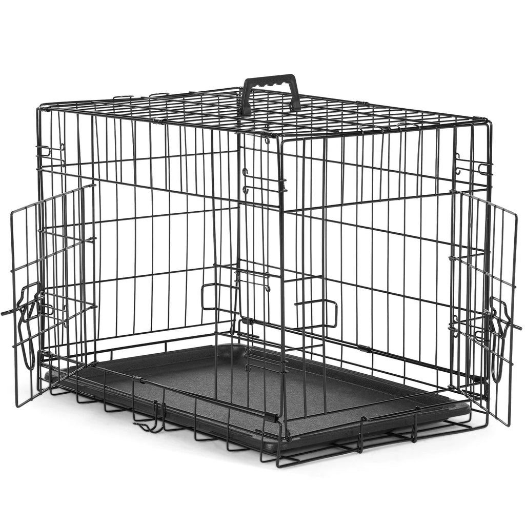 JHK Double Door Folding Dog Cage With Leakproof Pan