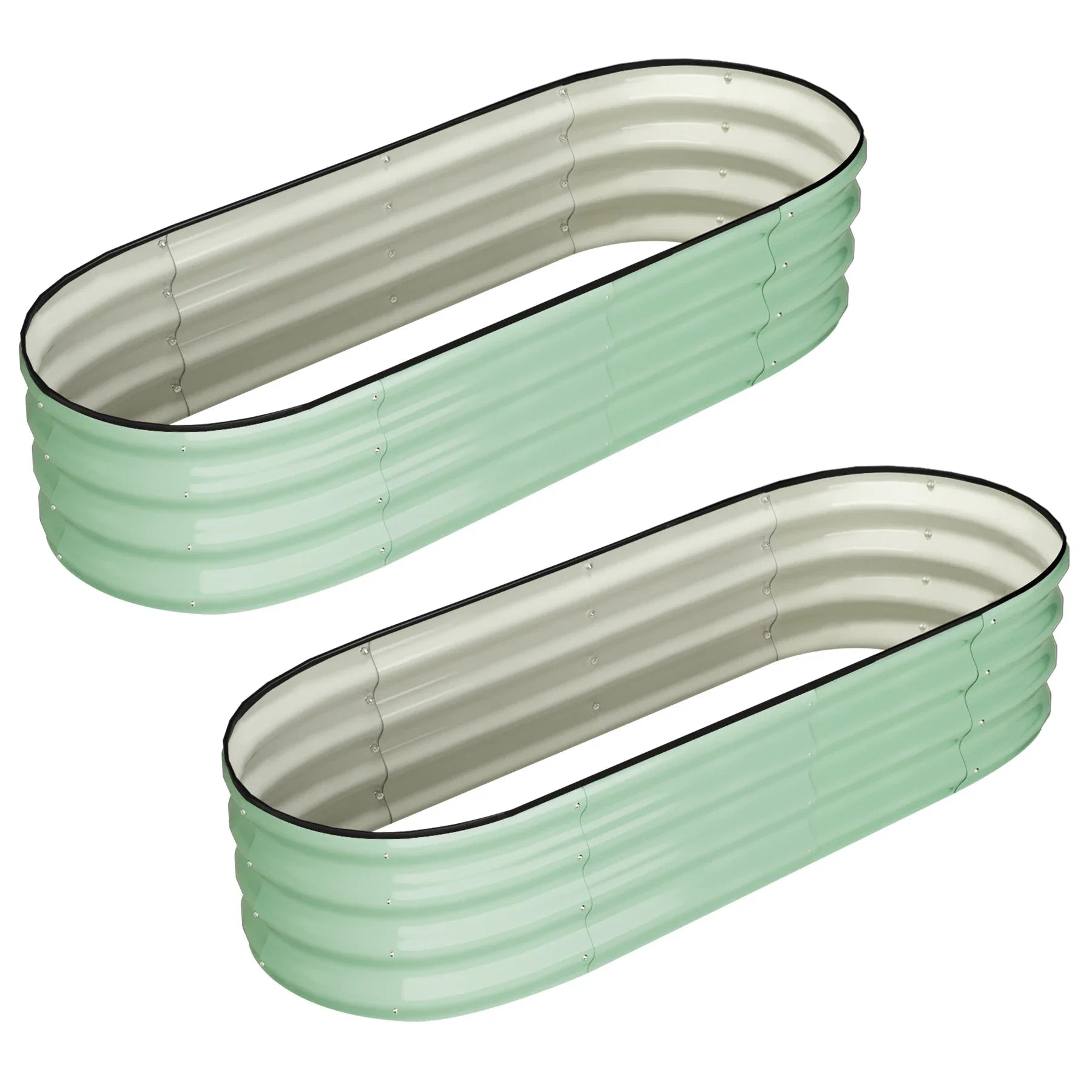 HiMISSH Oval Galvanized Raised Garden Beds For Outdoor Use
