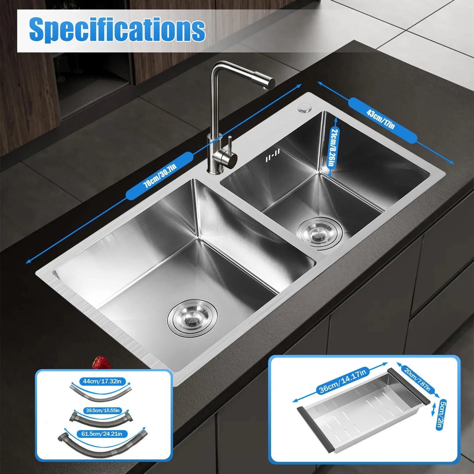 Stainless Steel Double Bowl Drop In Kitchen Sink With Noise Reduction