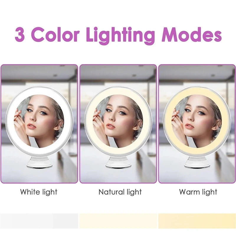 LED Makeup Mirror With 10x Magnification And Three Color Lights