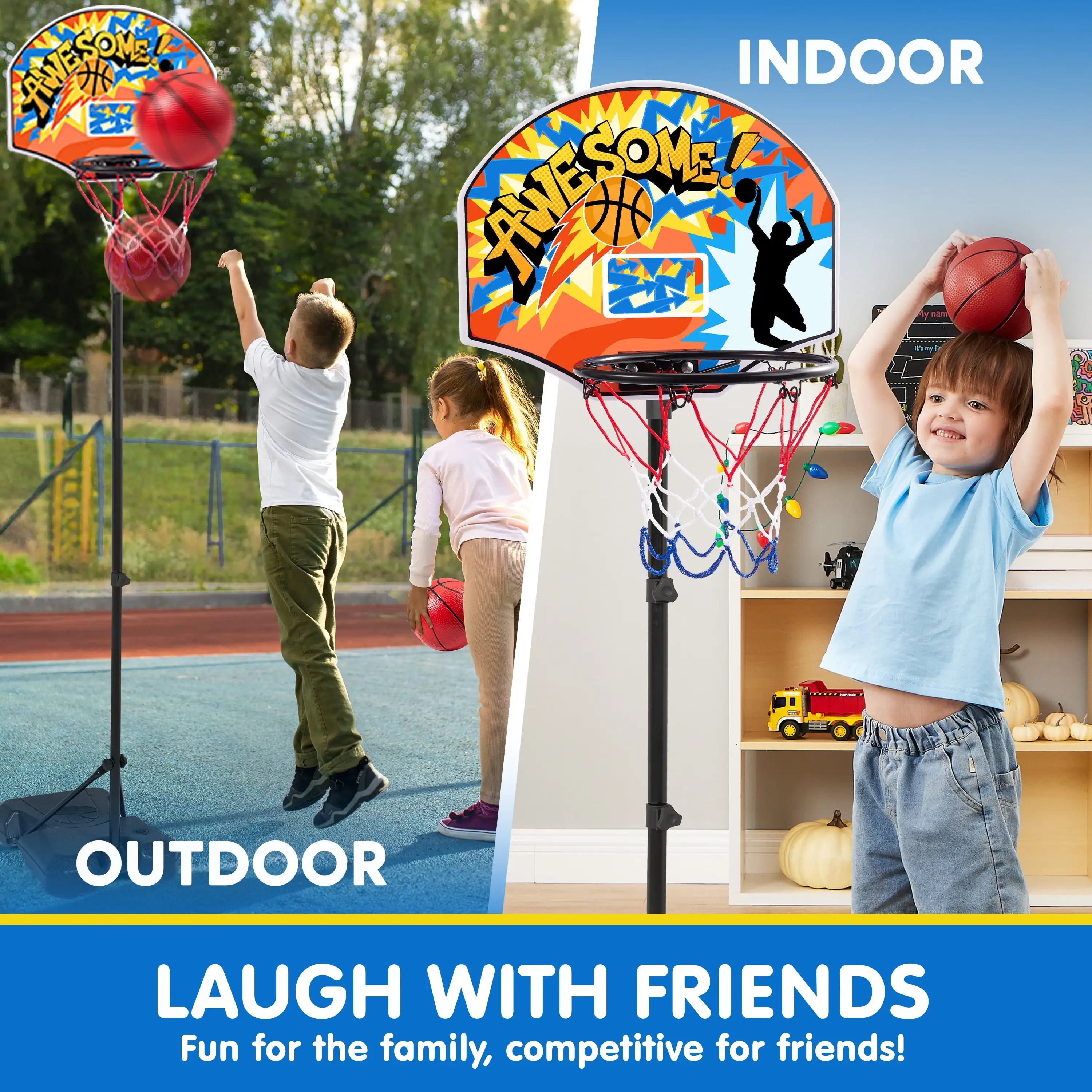 Joyfy Adjustable Kids Basketball Hoop With 4 Balls