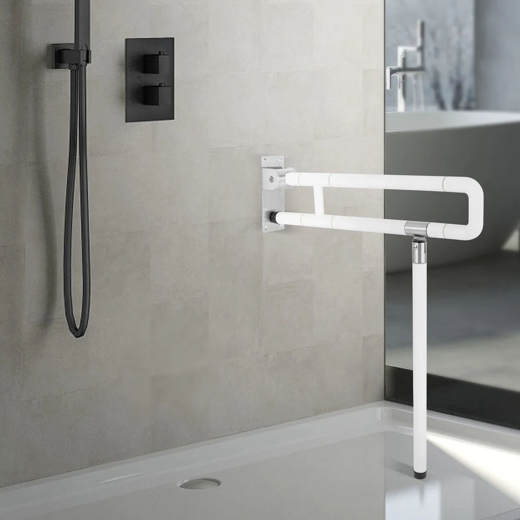 Foldable Toilet Grab Bar 100Kg Capacity ABS Stainless Steel Anti Slip Rail