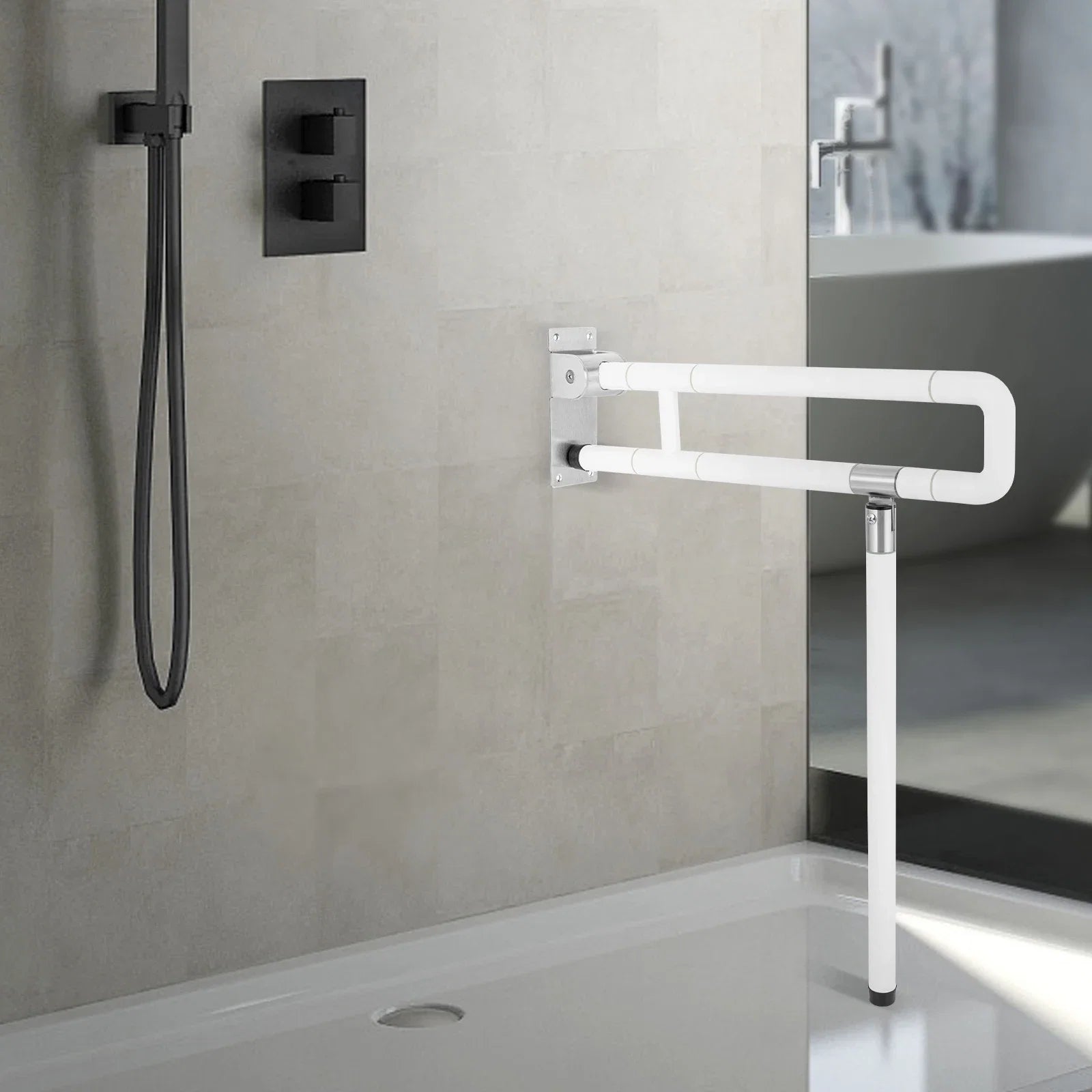 Foldable Toilet Grab Bar 100Kg Capacity ABS Stainless Steel Anti Slip Rail