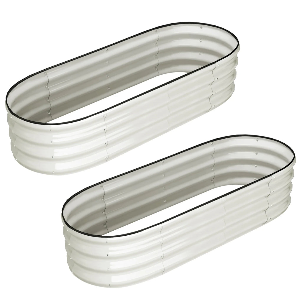 HiMISSH Oval Galvanized Raised Garden Beds For Outdoor Use