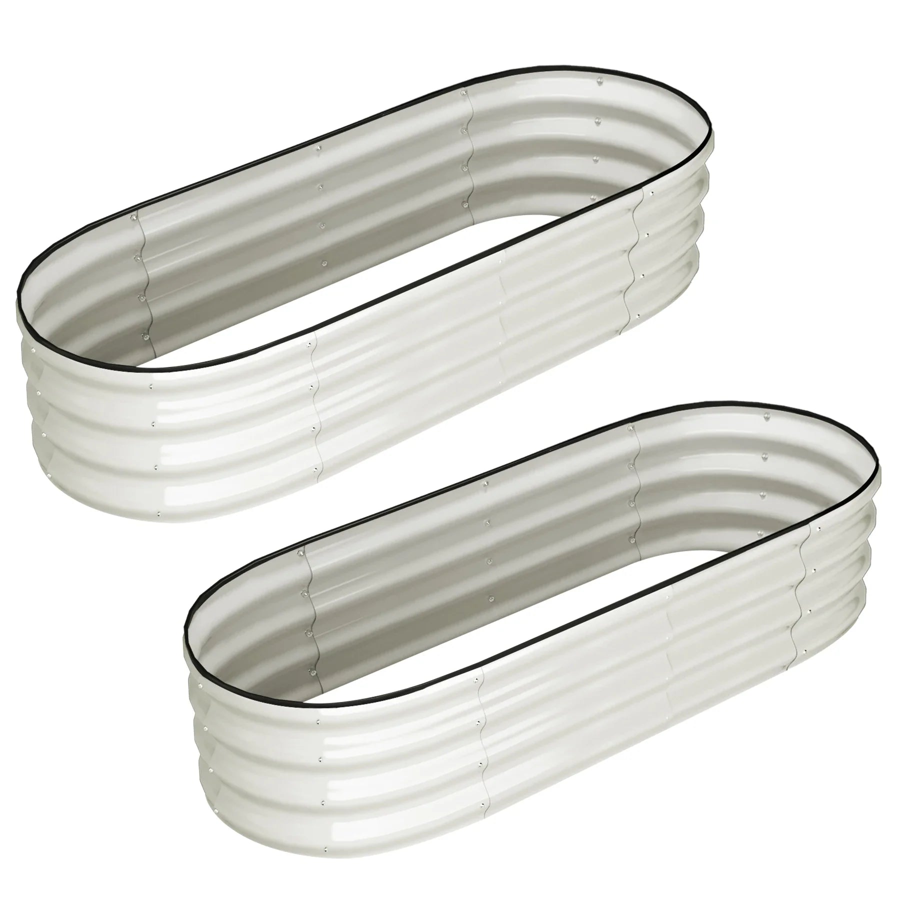 HiMISSH Oval Galvanized Raised Garden Beds For Outdoor Use