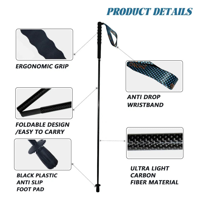 OKHEALINGCN Carbon Fiber Hiking Poles Telescopic 2 Pack Lightweight