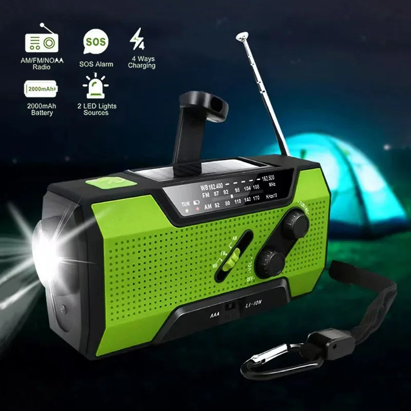 NNEOBA Emergency Radio with Power Bank Green
