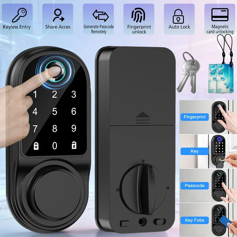 Bluetooth Smart Deadbolt Lock With Fingerprint And Keyless Entry