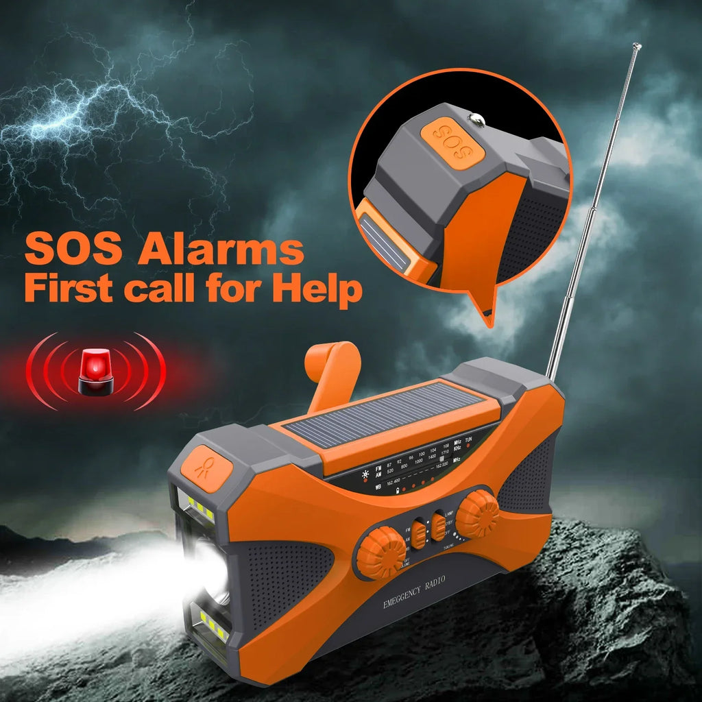 Emergency Hand Crank Solar Radio Orange