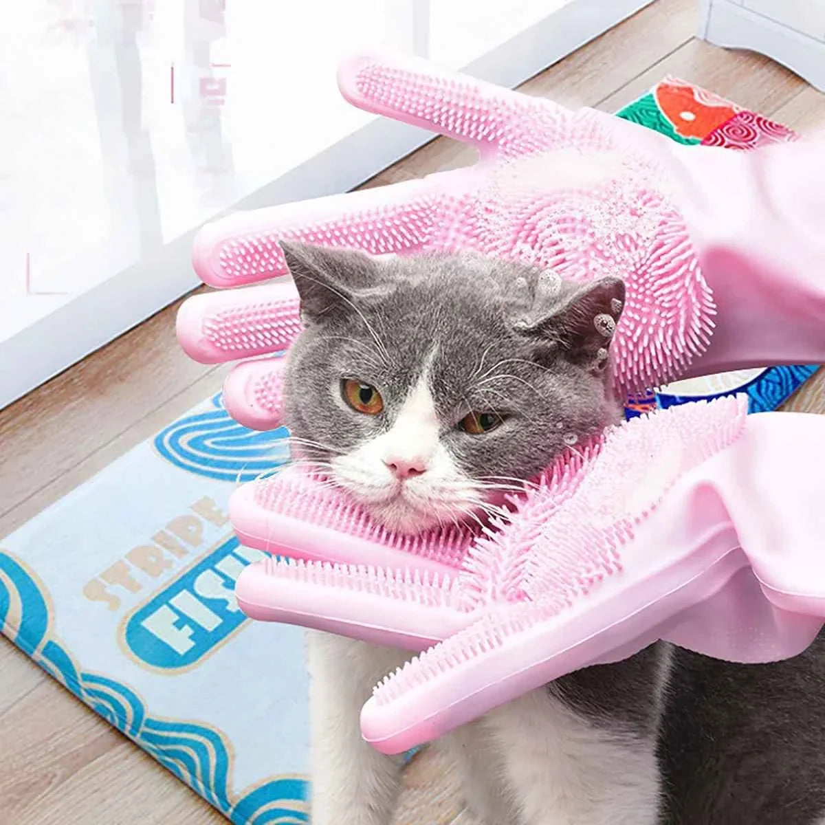 Premium Silicone Bathing Gloves for Dogs and Cats