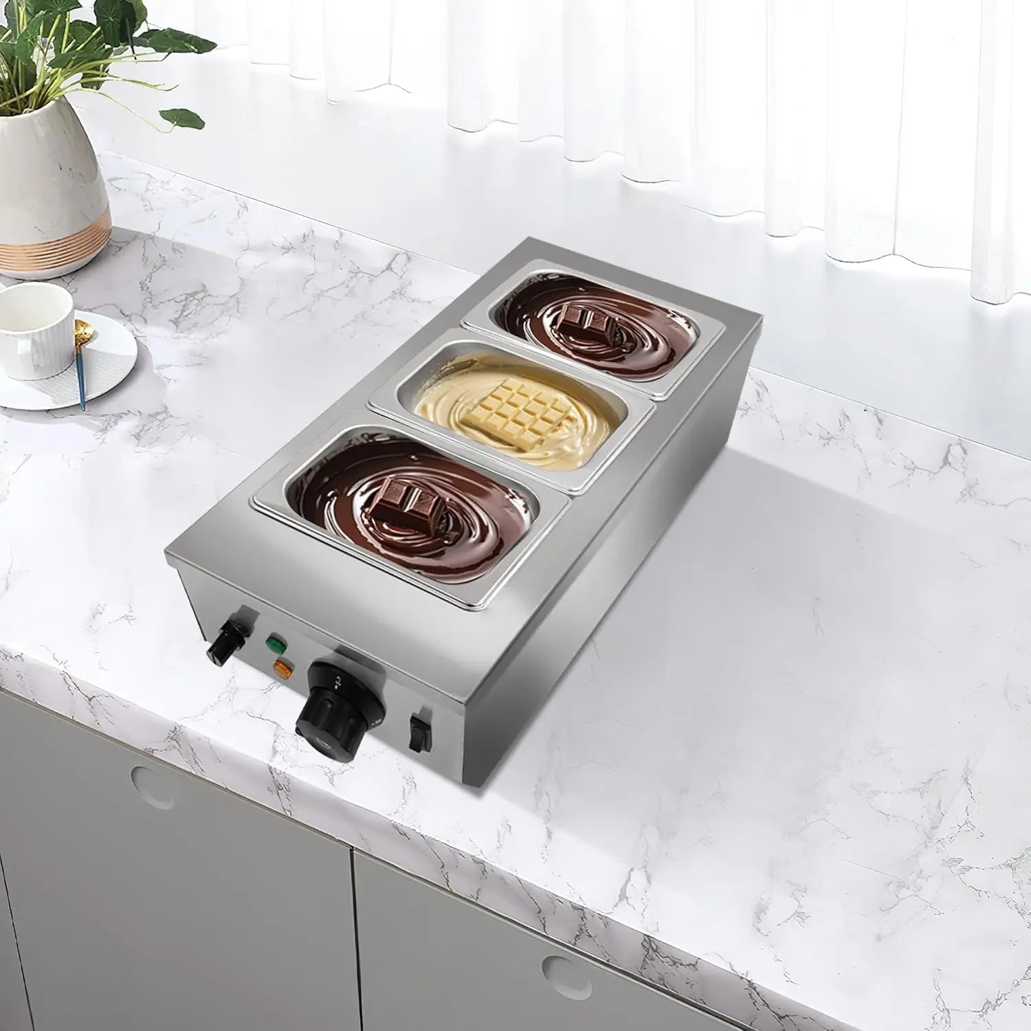 HiMISS 2-Tank Chocolate Melting Machine With Tempering System