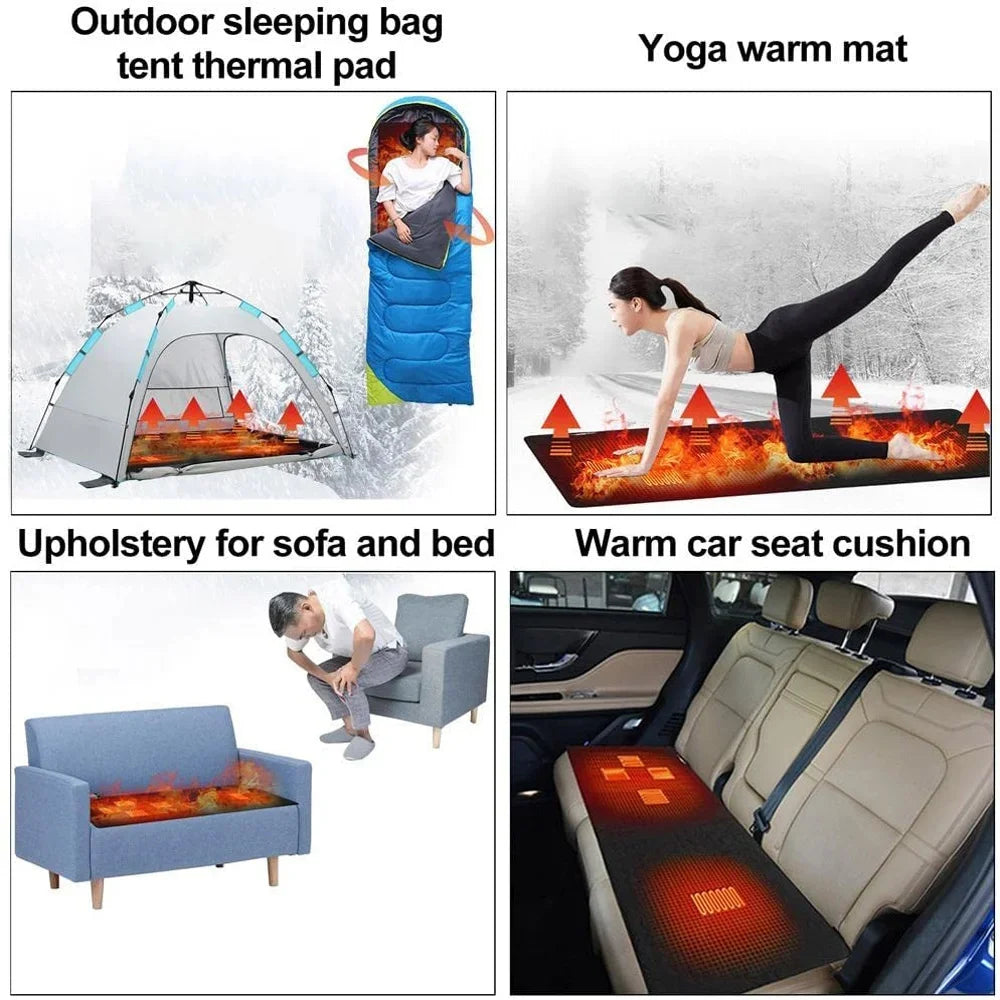 NONECN Outdoor USB Heated Sleeping Pad With 5 Heating Zones
