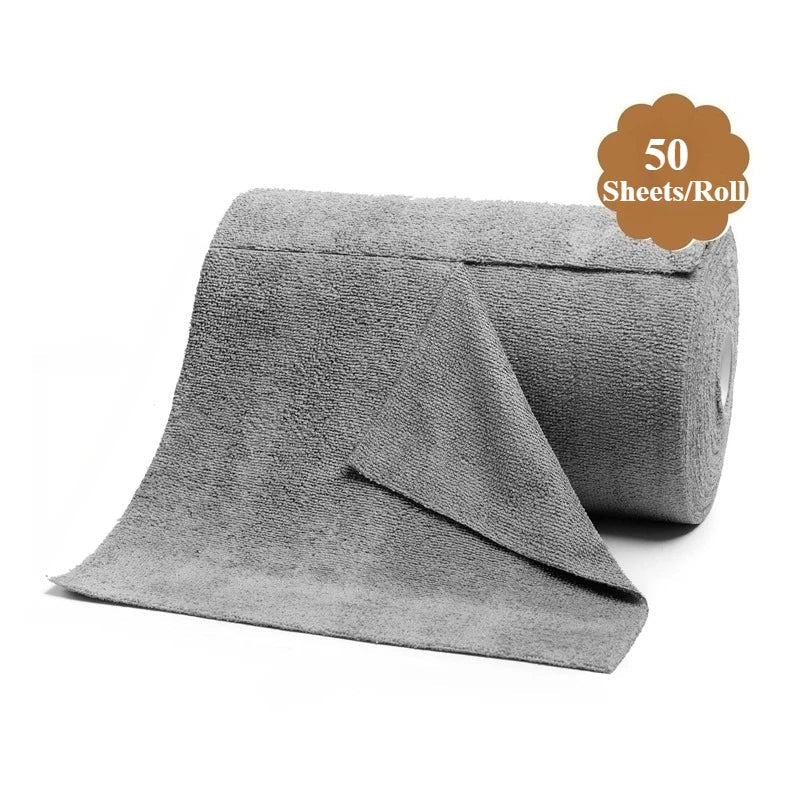 Reusable Microfiber Cleaning Cloths Roll of 50 for Kitchen Use