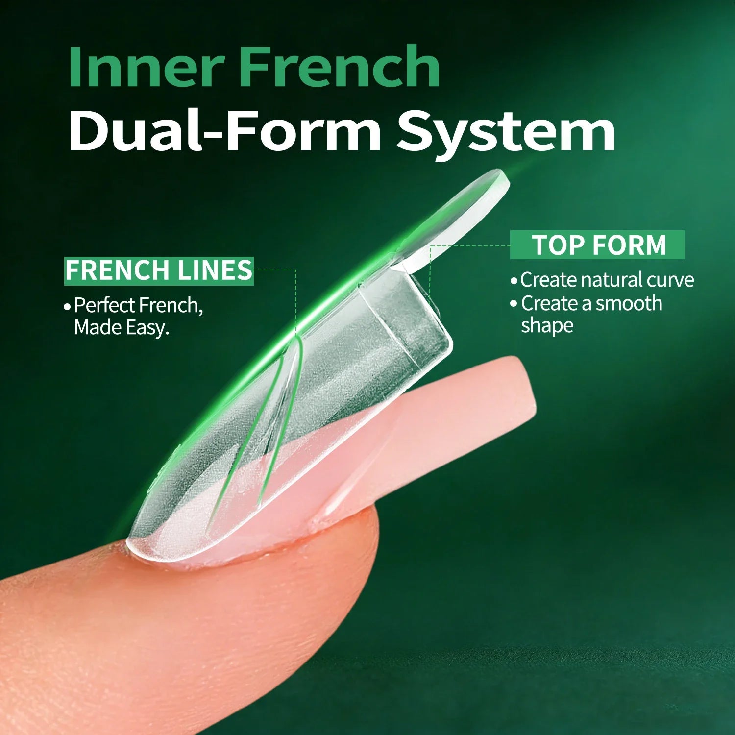 Nailpop French Line Dual Forms Nail Extension Tips Matte Inner F1 Molds 140Pcs