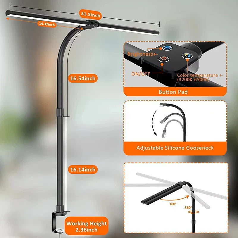 LAOPAO Double Head LED Desk Lamp With 5 Lighting Modes