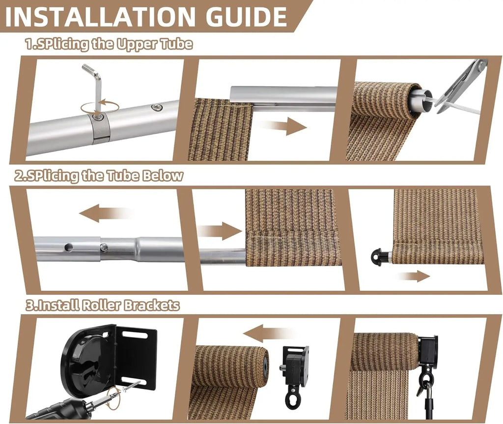 Cordless Outdoor Roller Shade UV Blocking Privacy Screen For Patio