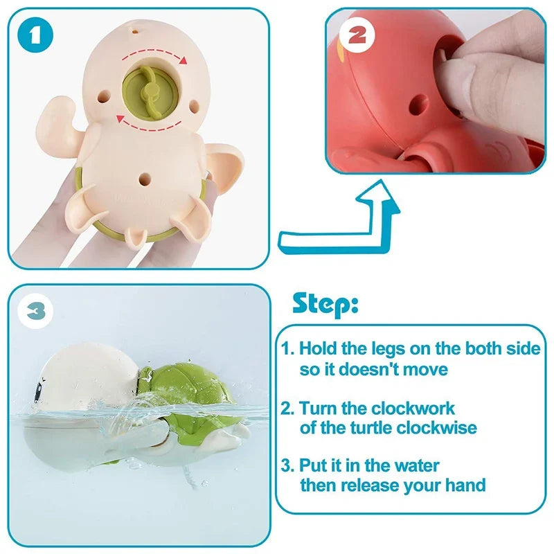 Baby Bath Toys – Cute Swimming Turtle & Whale Water Toys, Classic Wind-Up Clockwork Pool & Beach Fun for Kids