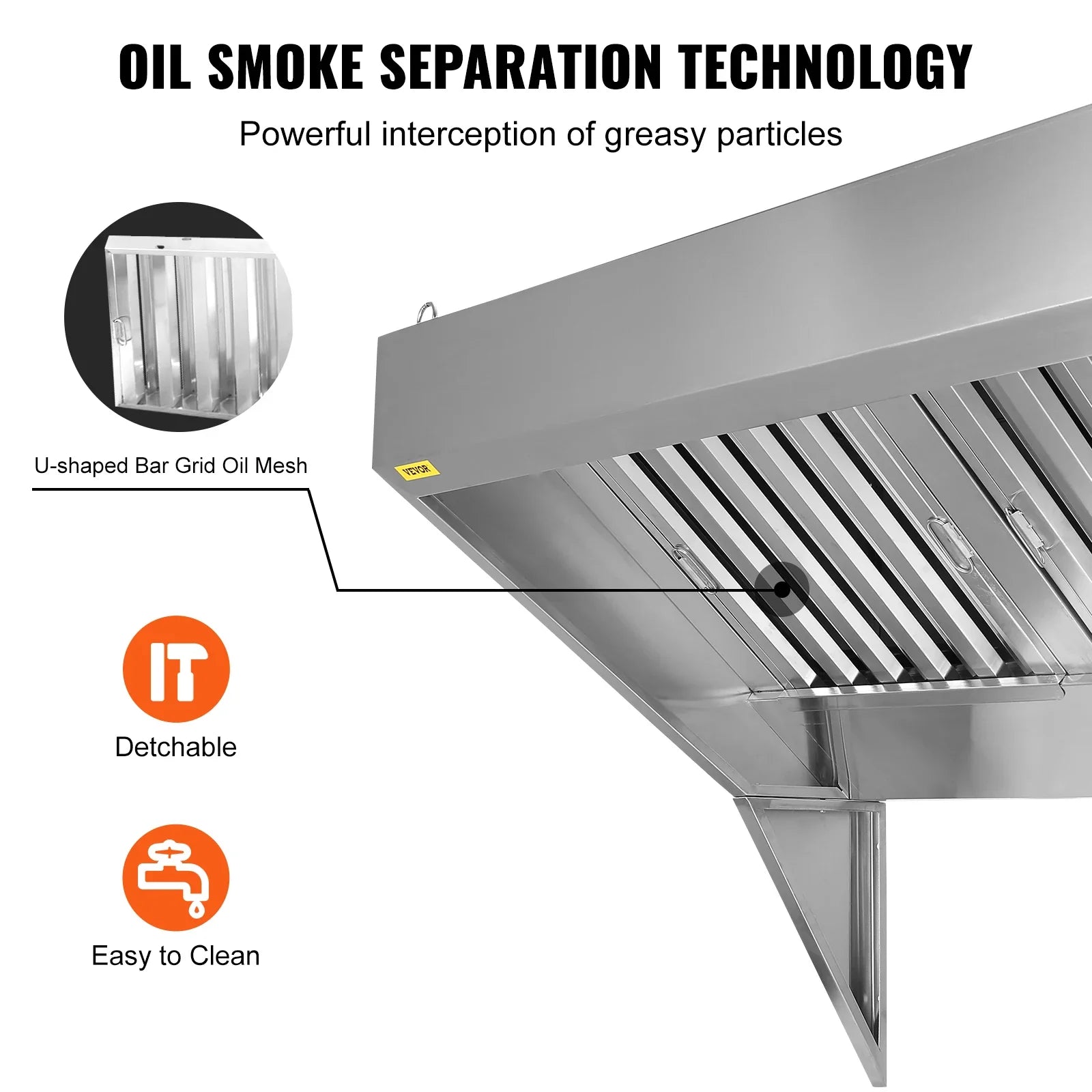 VEVOR Stainless Steel Commercial Exhaust Hood Under Cabinet
