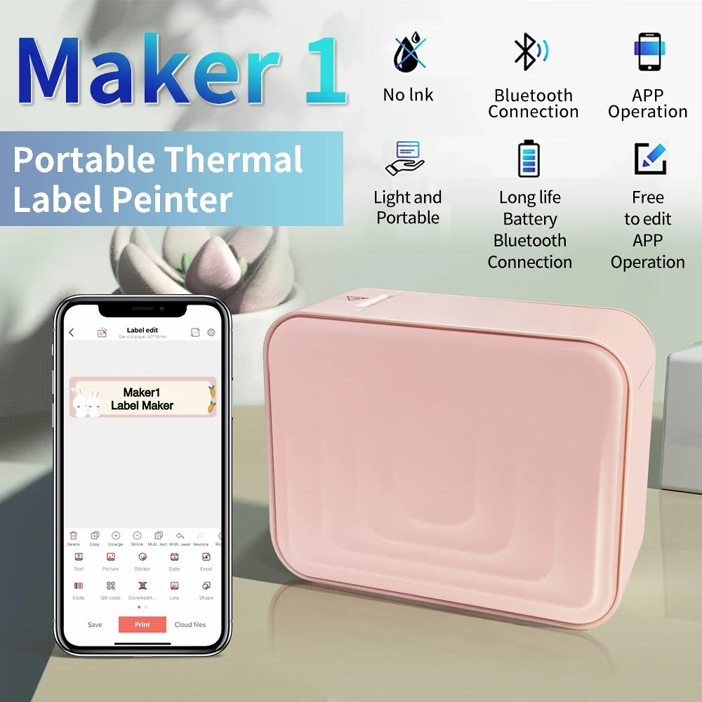 Marklife M1 Portable Bluetooth Label Printer With Self-Adhesive Paper
