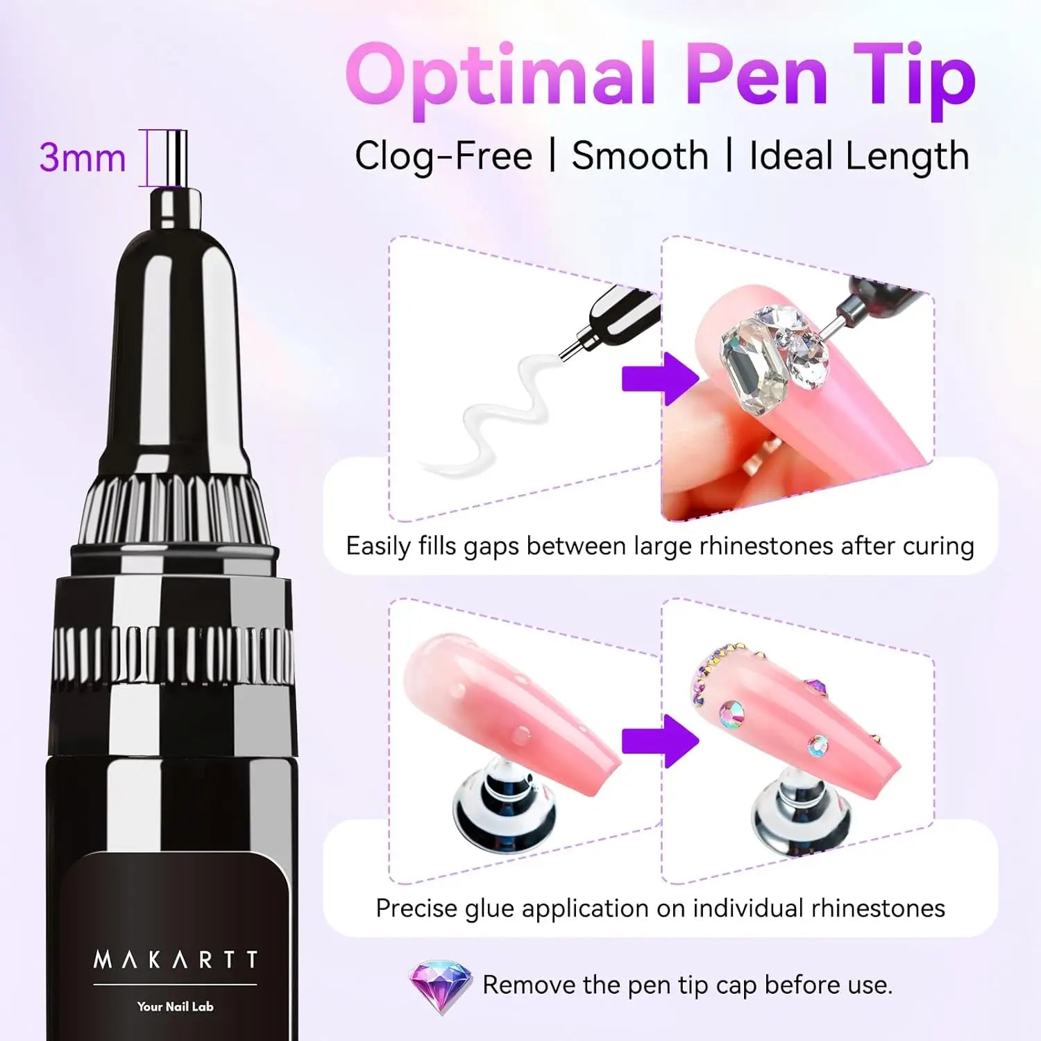 Makartt Nail Rhinestone Glue Gel With Brush Pen Tip Adhesive