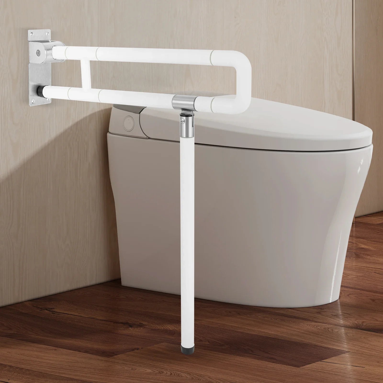 Foldable Toilet Grab Bar 100Kg Capacity ABS Stainless Steel Anti Slip Rail