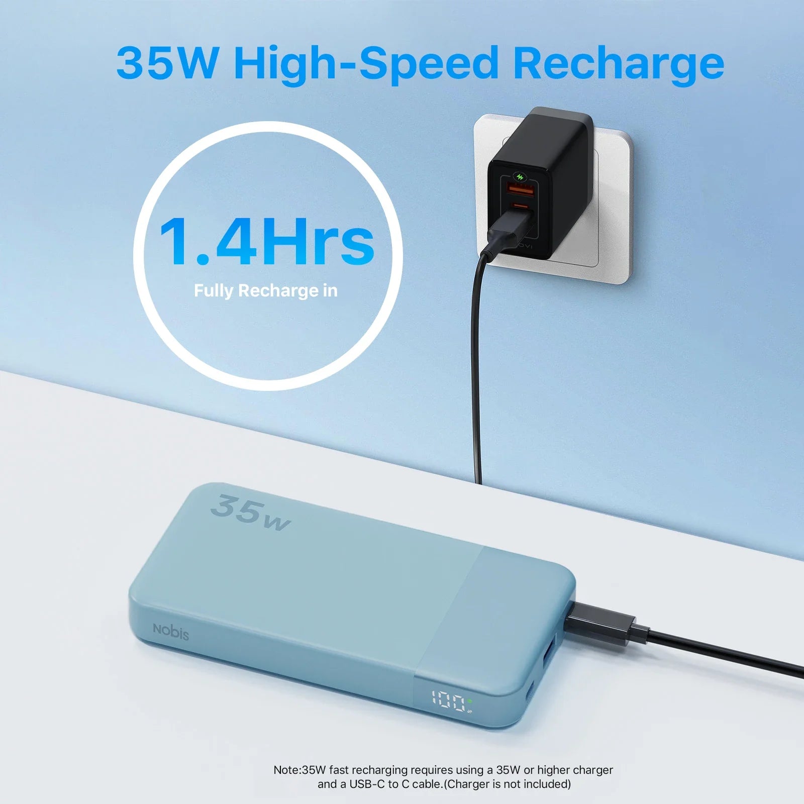 Nobis N3510 10000mAh Power Bank 35W Fast Charge USB C