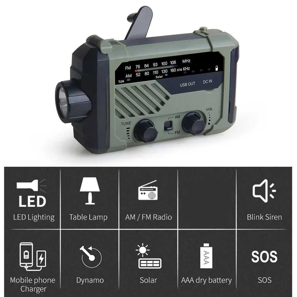 Emergency Solar Portable Weather Radio Green