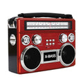 SuperSonic Retro Rechargeable 3 Band Radio With Bluetooth and Flashlight in Red