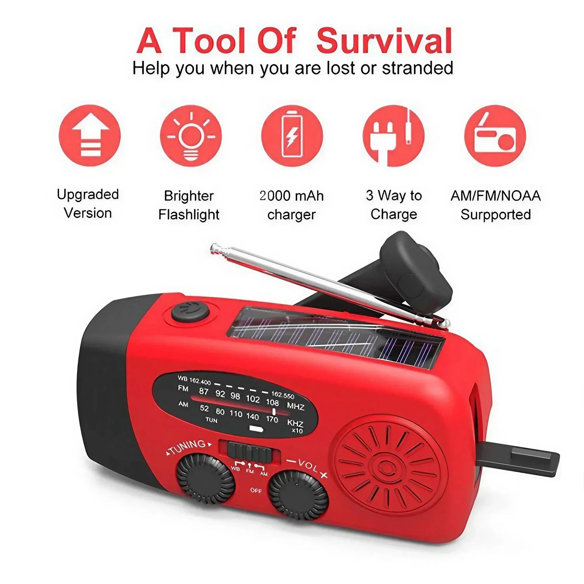 NNEOBA Emergency Hand-crank Solar Radio