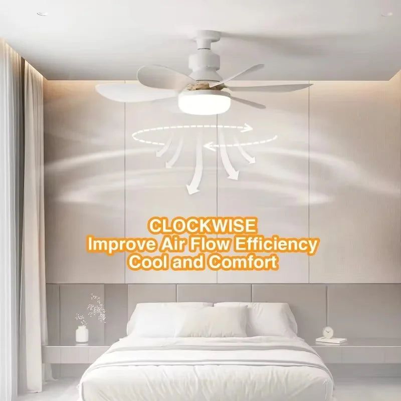 Ceiling Fan With Remote Control LED Light E27 Base
