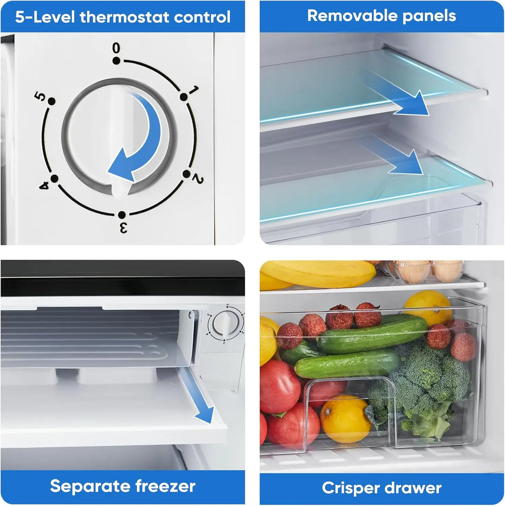 Mini Fridge With Freezer For Office Or Dorm Adjustable Thermostat