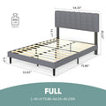JHK Wooden Upholstered Platform Bed With Adjustable Headboard