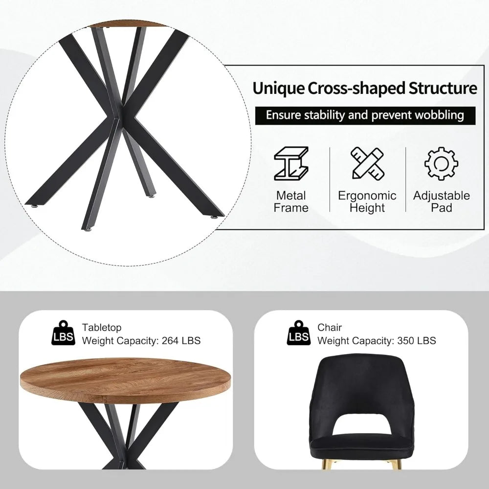 3-Piece Dining Table Set for 2 - Space Saving 37-Inch Round Table and Chairs,