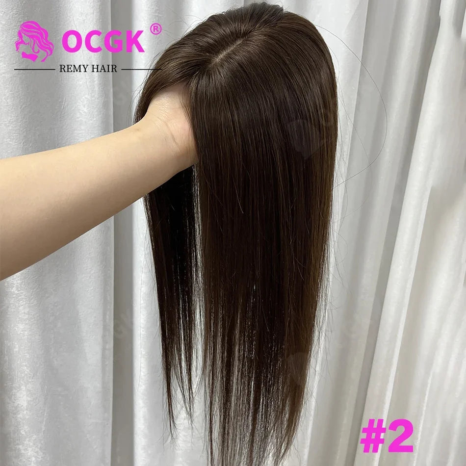 17 Straight Human Hair Topper, 10x12cm Base
