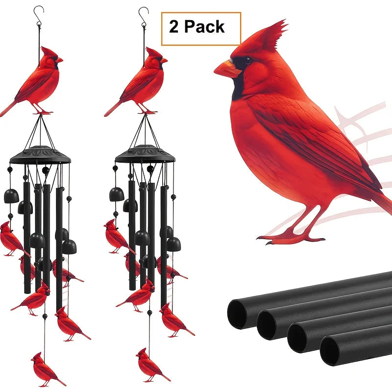 Lucky Wind Chime Garden Decor With Gradient Bird Ornament
