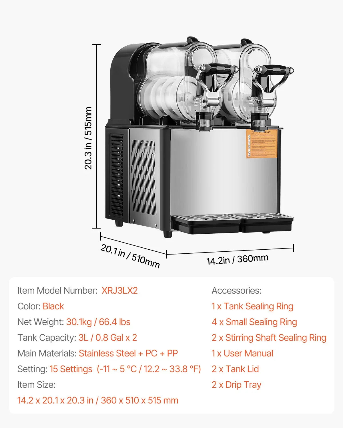 VEVOR SucceBuy Commercial Slushy Machine For Restaurants And Parties