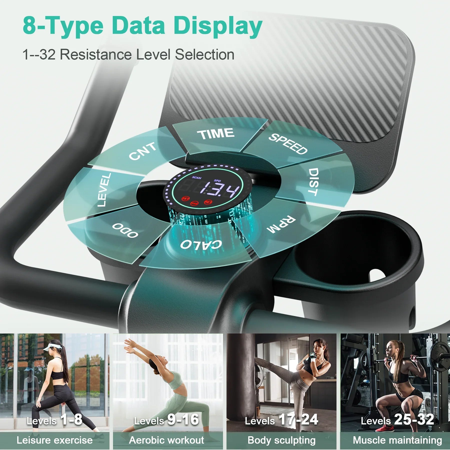 Superun Low Noise 32 Level Magnetic Exercise Bike For Home