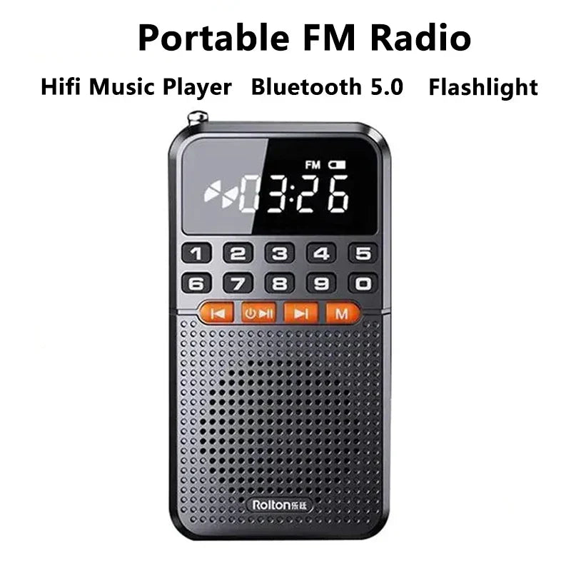 FM Mini Radio with Dual Antenna Black