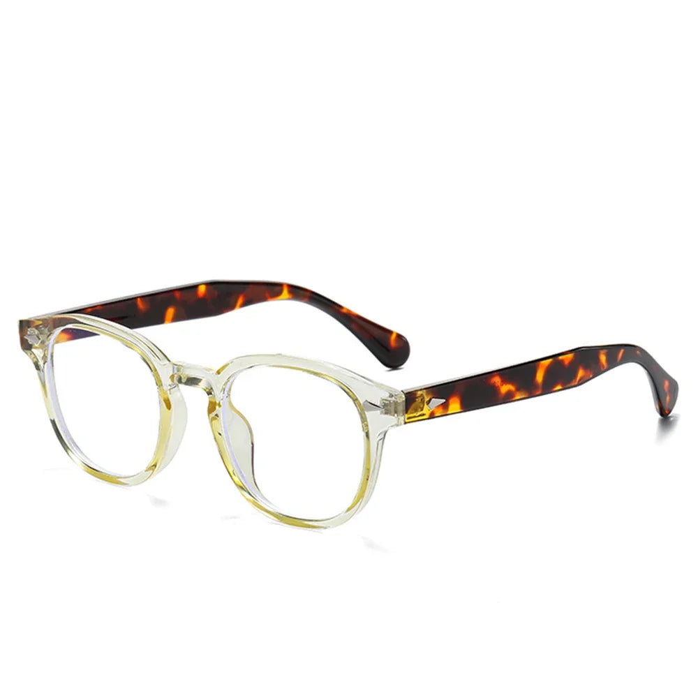 Retro Round Sunglasses Rivet Design UV400 Leopard Print
