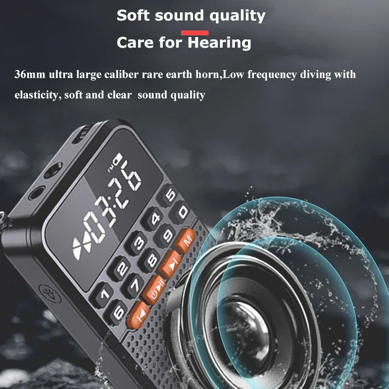 FM Mini Radio with Dual Antenna Black