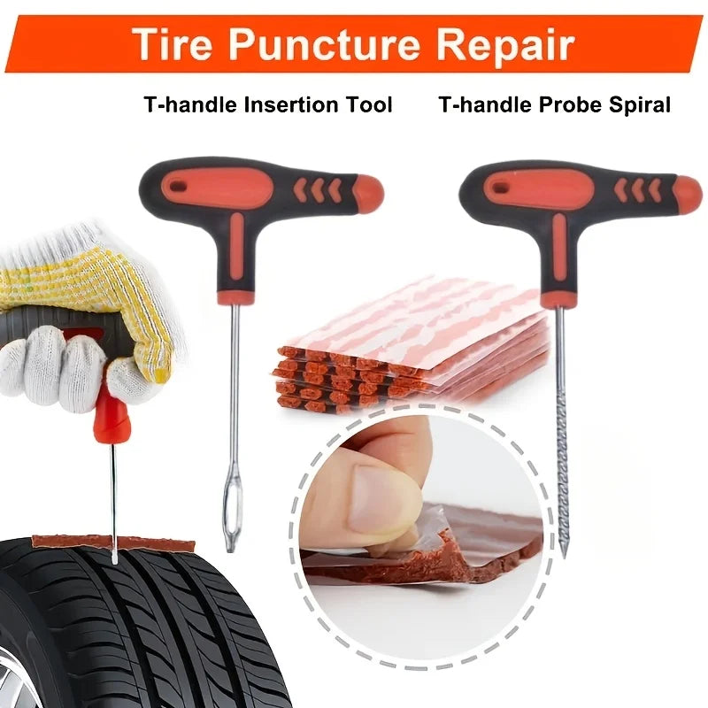 Car Motorcycle Tire Repair Kit 132 Piece Puncture Emergency Set