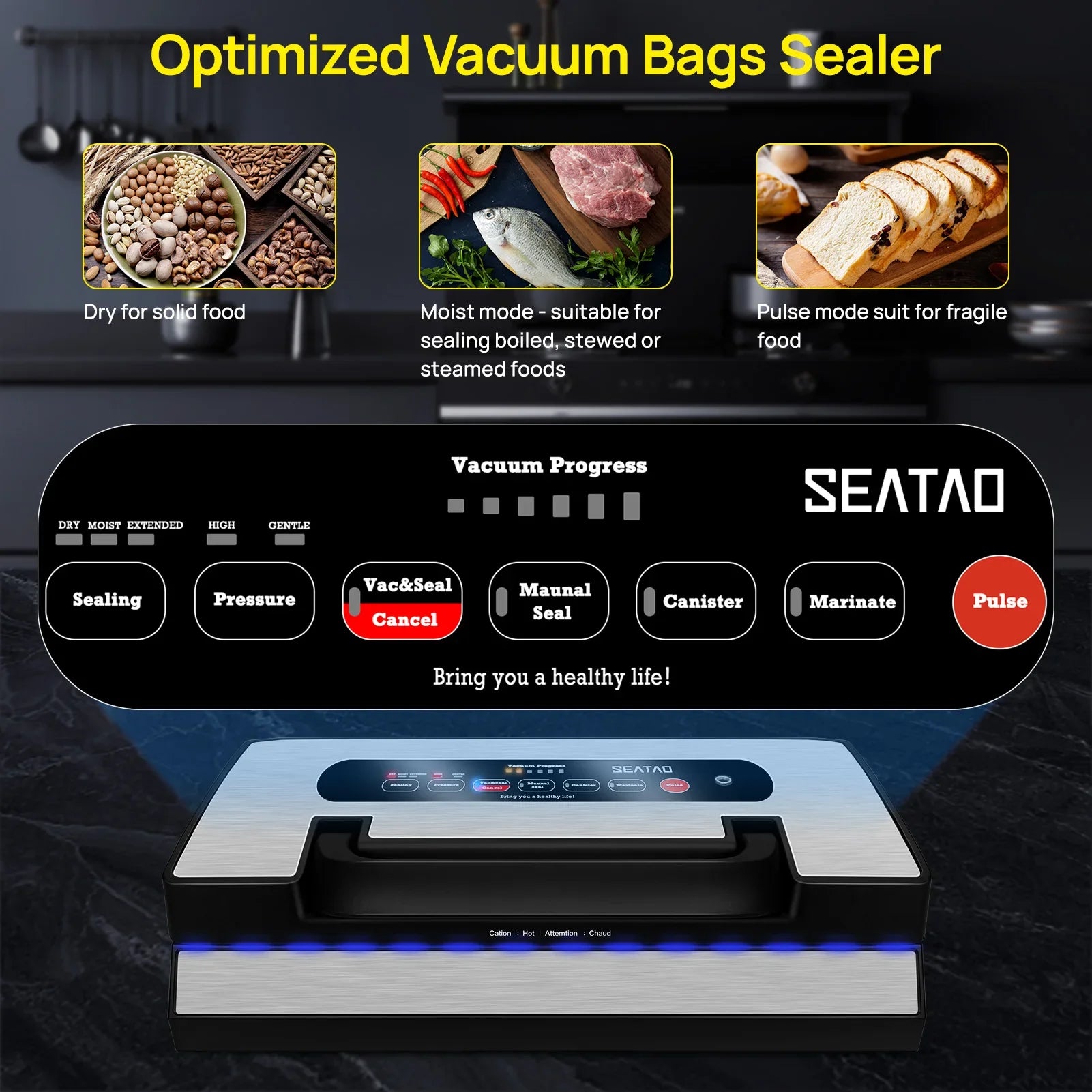 Seatao VH5188 Vacuum Sealer With Built-In Cutter And Storage