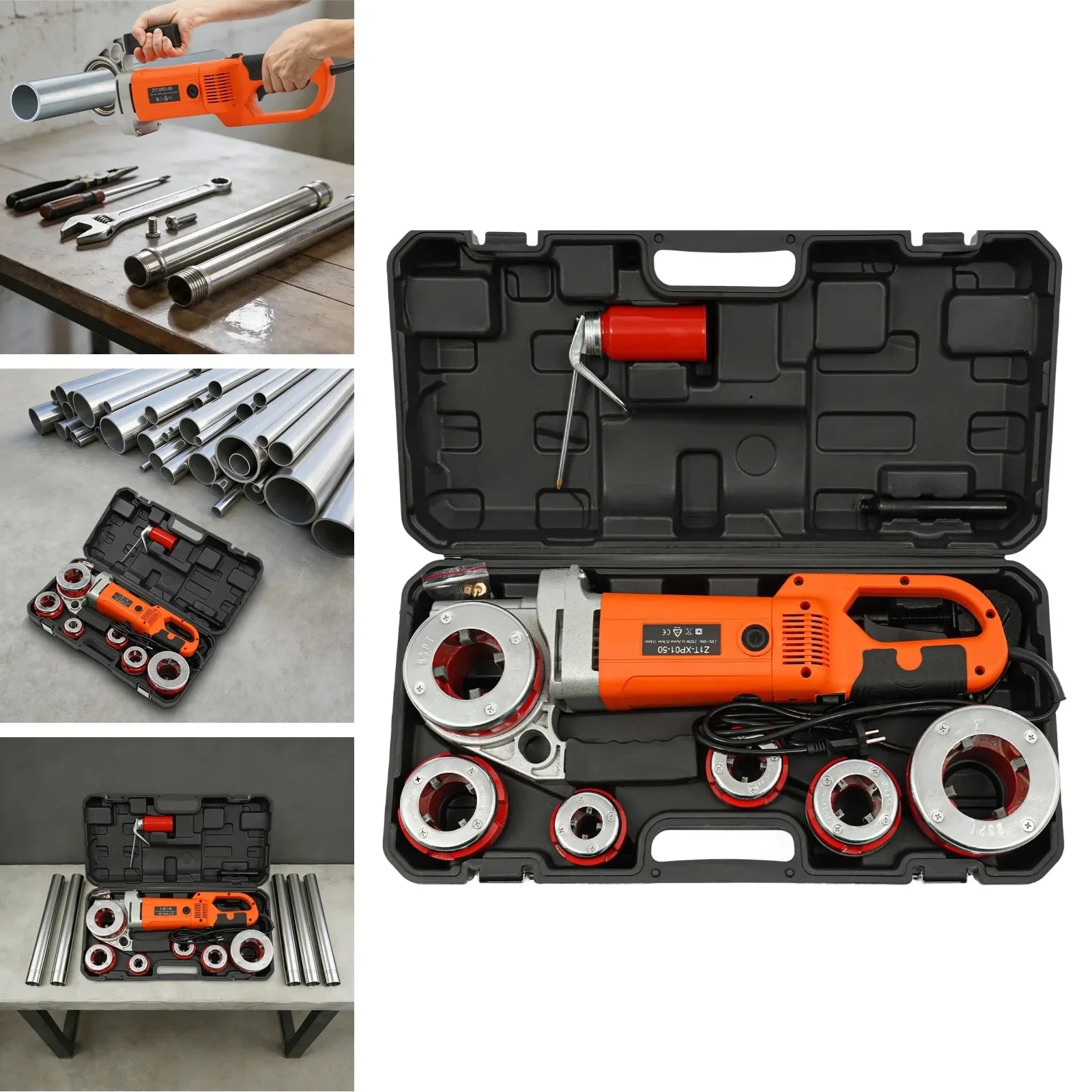 2300W Electric Pipe Threading Machine With 6 Die Set Portable
