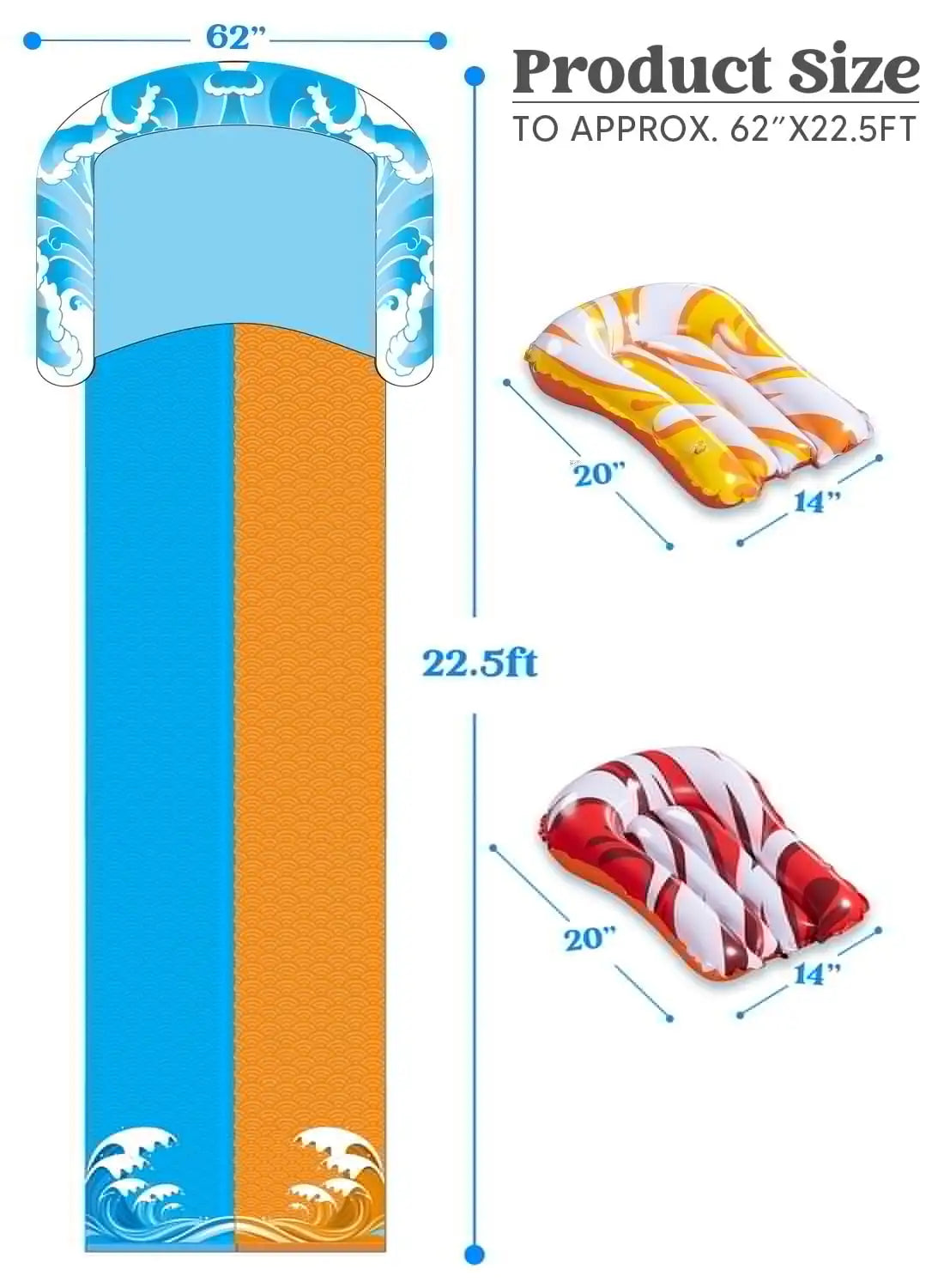 Joyfy Water Slide With Sprinkler And Bodyboards For Kids