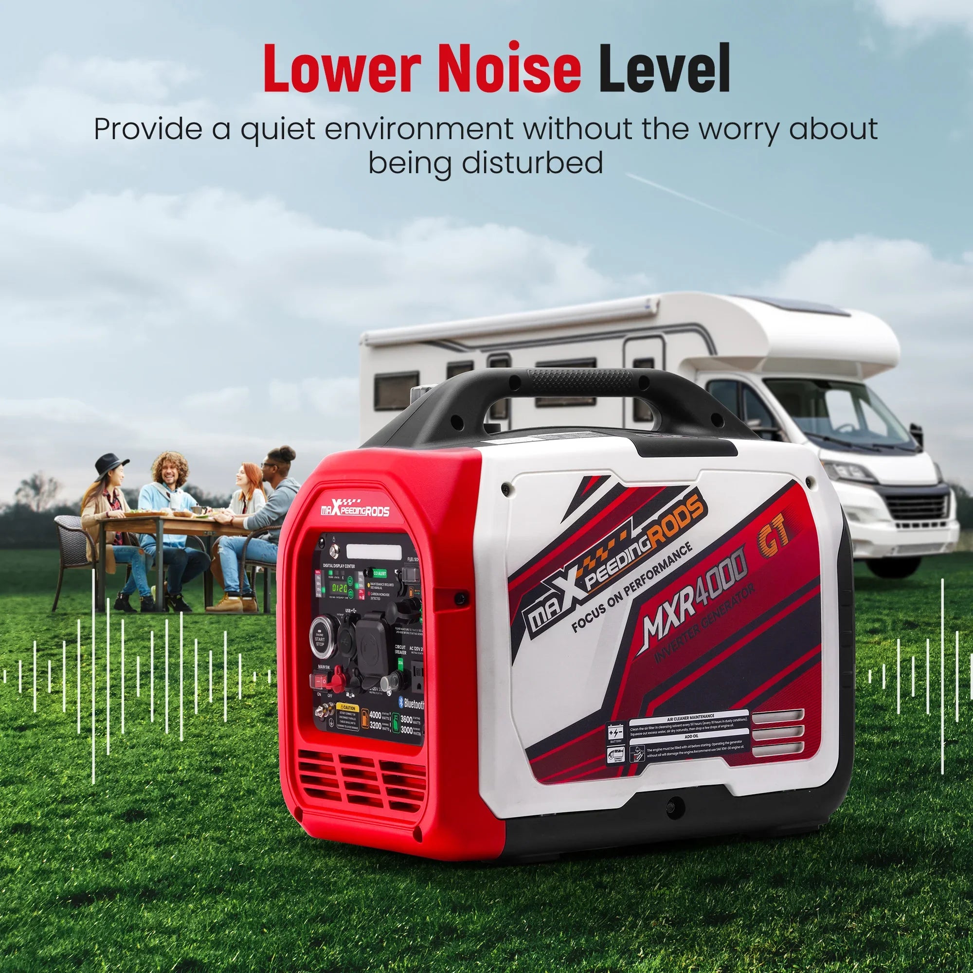 Maxpeedingrods 4KW Portable Dual Fuel Generator Inverter LPG Gas Bluetooth